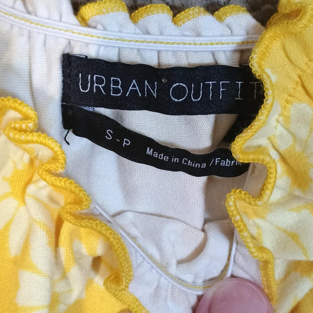 Urban Outfitters/Lizzy Mini Dress/Womens Small/Yellow/Boho Floral Smocked - Picture 2 of 9